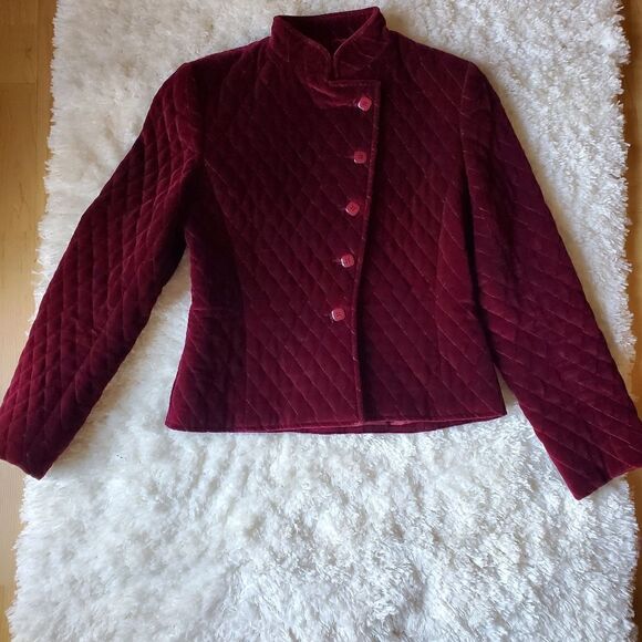 Vintage Gamut  Women's Quilted Blazer Military  Jacket Size XS Burgundy Preppy - Picture 11 of 11